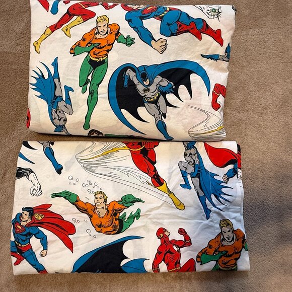 Pottery Barn Kids DC HEROES Duvet Cover TWIN +1 Sham button close 100%Cotton 4